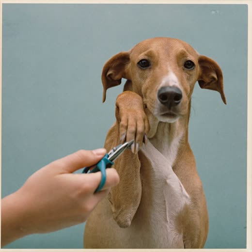 A dog's paw held for a nail trim